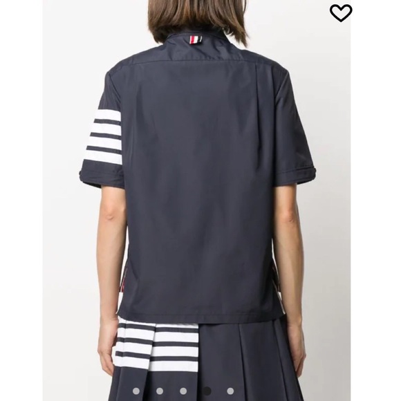 Newest style Thom browne navy flyweight tech 4-bar short sleeve button down shir - Picture 3 of 10